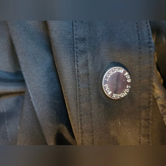 Black London Fog Classic Trench Coat Belted Mid-Length - Picture 4 of 5